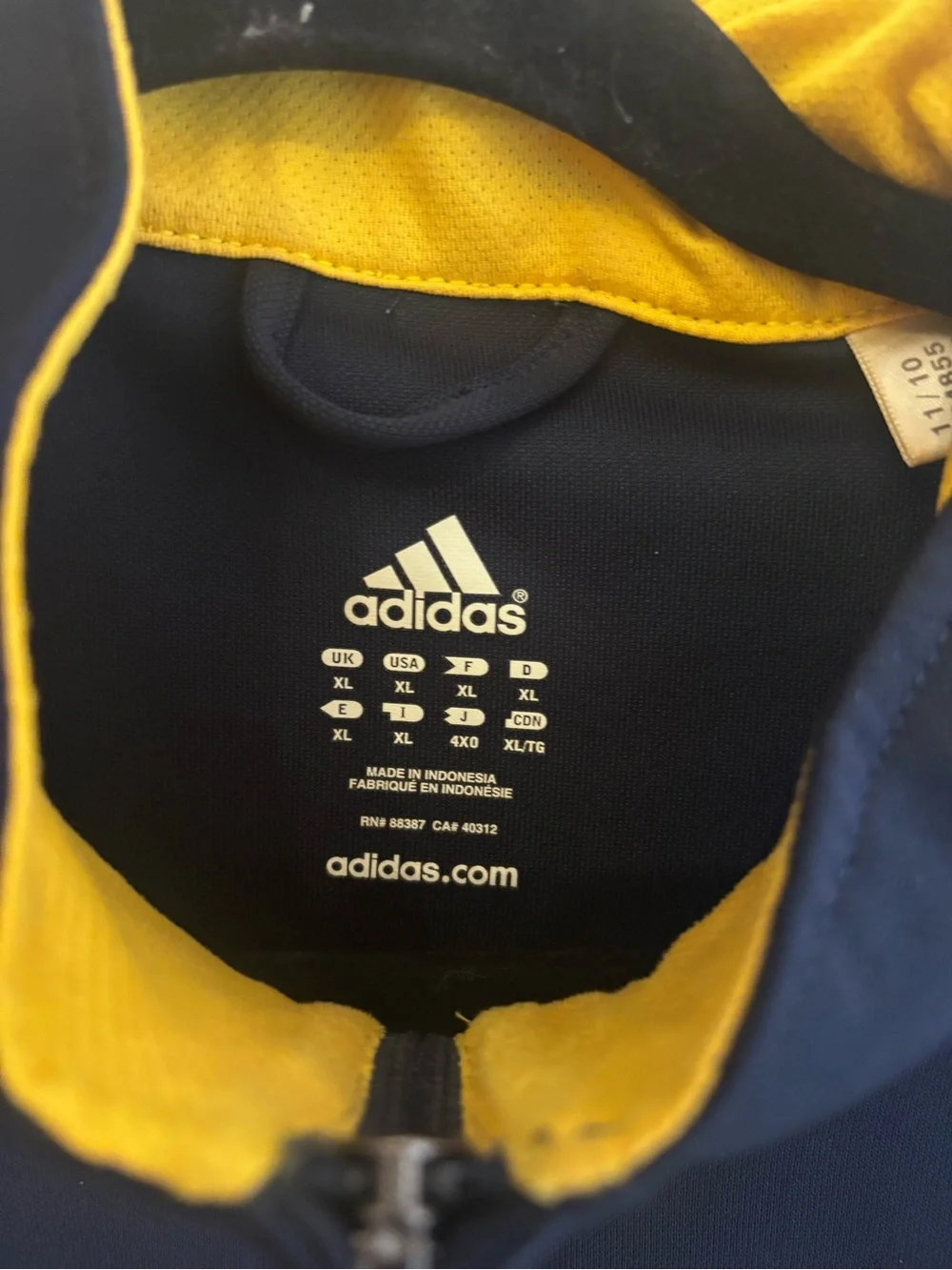 adidas Navy Jacket with Yellow Shoulder Stripes